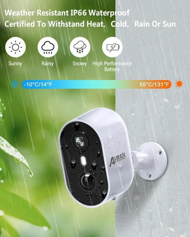 Alt view image 5 of 7 - ANRAN Security Cameras Wireless Outdoor,2K 3MP Battery Powered Indoor Home Security Camera with AI Motion Detection & Color Night Vision,2-Way Talk Spotlight Siren Alarm, Work with Alexa,Waterproof