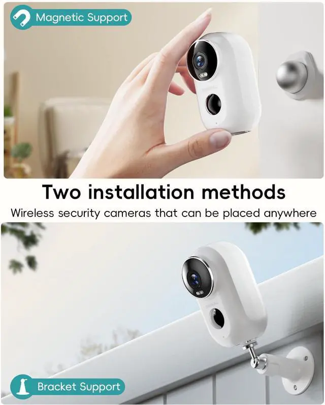 Alt view image 2 of 7 - ZUMIMALL 2K Security Cameras Wireless Outdoor, Magnetic Mount, 130° View Outdoor Camera Wireless, 2.4G WiFi Battery Camera Indoor/AI Detection/3MP Color Night Vision/2-Way Talk/Cloud/Alexa/IP66