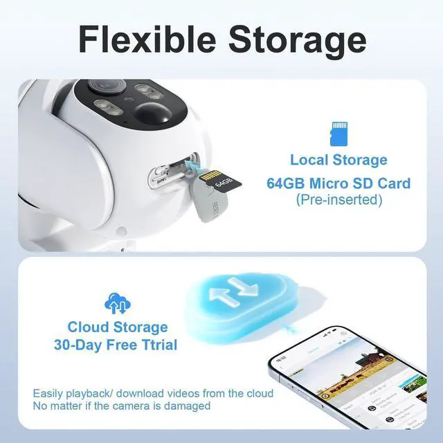 Alt view image 6 of 7 - 4G LTE Cellular Security Camera No Internet Needed, Solar No wifi Security Camera Outdoor Wireless With SIM Card Jobsite, 2K Color Night Version, 360 Live View, Motion Detection, 2-Way Audio