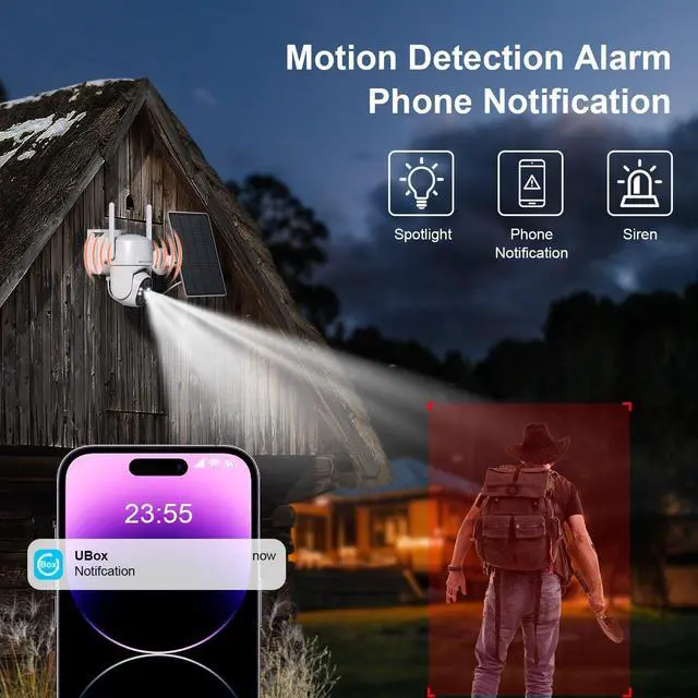 Alt view image 7 of 7 - 4G LTE Cellular Security Camera No Internet Needed, Solar No wifi Security Camera Outdoor Wireless With SIM Card Jobsite, 2K Color Night Version, 360 Live View, Motion Detection, 2-Way Audio
