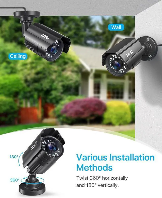 Alt view image 7 of 7 - ZOSI 1080P CCTV Camera Outdoor Indoor Hybrid 4 in 1 HD TVI/CVI/AHD/CVBS Home Security Cameras System,Night Vision,Waterproof Metal Housing Bullet Cam For 960H,720P,1080P,5MP,4K analog Surveillance DVR