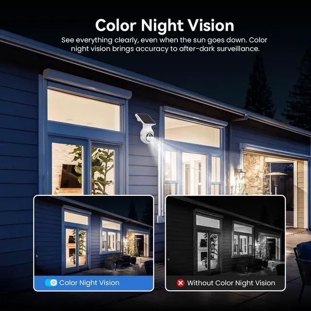 Alt view image 5 of 7 - 1080p WiFi Security Camera with Solar Panel, Battery Powered, Pan Tilt, AI Motion Detection, Night Vision, 2-Way Talk, IP65, Cloud Storage (Sold Separately), 2.4GHz WiFi Only