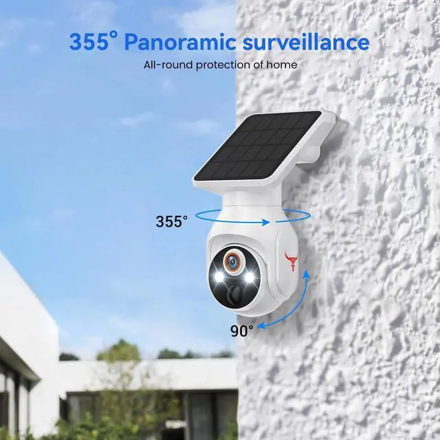 Alt view image 7 of 7 - 1080p WiFi Security Camera with Solar Panel, Battery Powered, Pan Tilt, AI Motion Detection, Night Vision, 2-Way Talk, IP65, Cloud Storage (Sold Separately), 2.4GHz WiFi Only