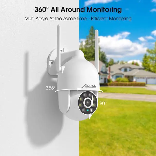 Alt view image 3 of 7 - ANRAN 2026 Limited 2K Wireless Outdoor Security Camera, 5Ghz PTZ Home Security Camera with 360° View and Auto Motion Tracking,2.4G WiFi Dome Surveillance Camera,Spotlight Siren,Night Vision,Audio