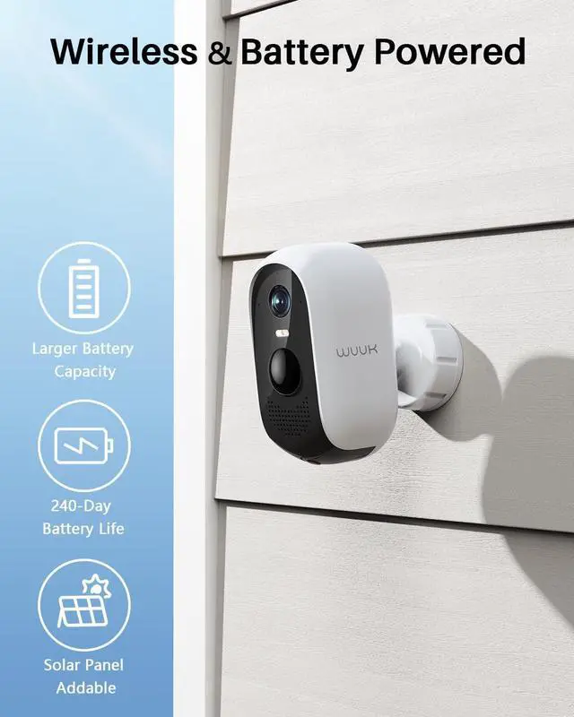 Alt view image 2 of 6 - WUUK Add-on Outdoor Camera, Requires Base Station, Home Security Cameras Wireless Outdoor, 2K HD, No Monthly Fee, Compatible with Alexa & Google, Color Night Vision