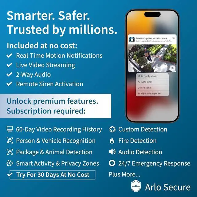 Alt view image 5 of 7 - Arlo Ultra 2 Spotlight Camera 4K HDR (Camera only, SmartHub Sold Separately & is Required to Operate | Wireless Home Security Camera | Color Night Vision, Motion Sensor, 180º View, 2-Way Audio, Black