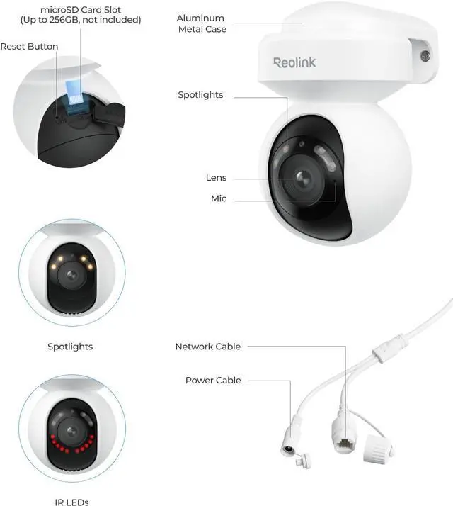 Alt view image 7 of 7 - REOLINK 4K PoE Security Outdoor IP Camera with 355° Pan & 50° Tilt, Color Night Vision for Home Surveillance, Auto Tracking, Smart Detection, Two-Way Talk, 24/7 Recording, E1 Outdoor SE PoE