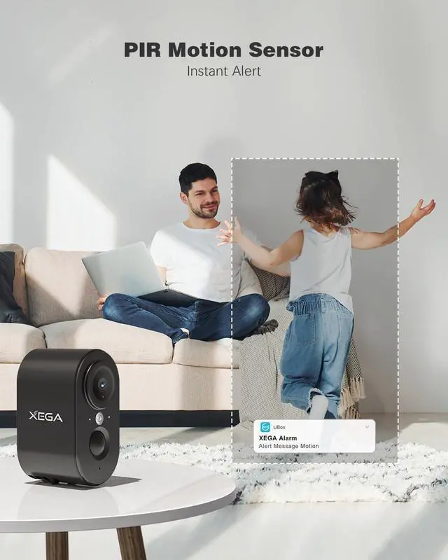 Alt view image 6 of 7 - Xega 4G Cellular Security Camera Indoor Built-in SIM Card, 2K No Wi-Fi Security Camera Portable, LTE Cameras with 6000mAh Battery, PIR Motion Detection, Color Night Vision, 2-Way Audio, TF/Cloud