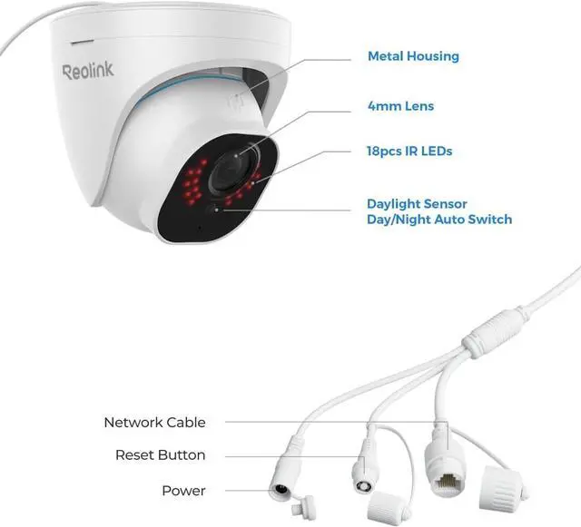 Alt view image 6 of 7 - REOLINK 4K Security Camera Outdoor System, IP PoE Dome Surveillance Camera with Human/Vehicle Detection, 100Ft 8MP IR Night Vision, Work with Smart Home, Timelapse, Up to 256GB SD Card, RLC-820A