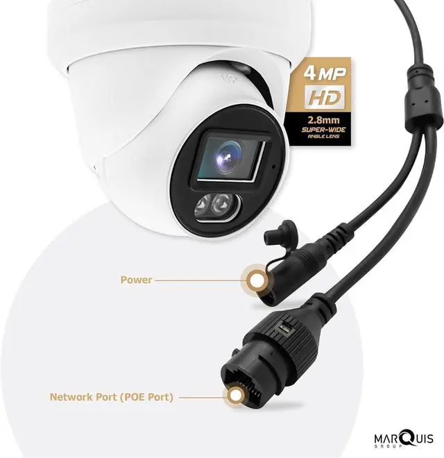 Alt view image 5 of 5 - 4MP PoE IP Turret Dome Camera with Audio, IP Security Camera Outdoor Rated, Waterproof IP66, 108° Wide Angle 2.8mm Lens NDAA Compliant (Color Night)