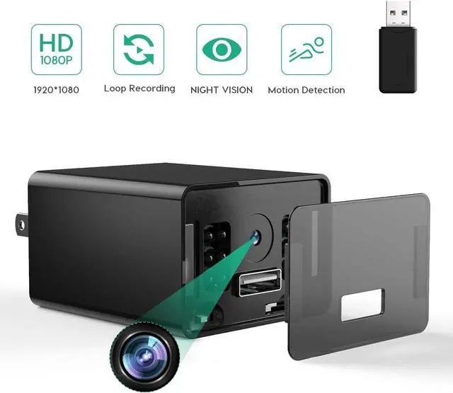Alt view image 2 of 7 - 64GB Mini Camera 1080P Security Camera Nanny Cam with Night Vision and Motion Detection for Indoor and Home, No WiFi