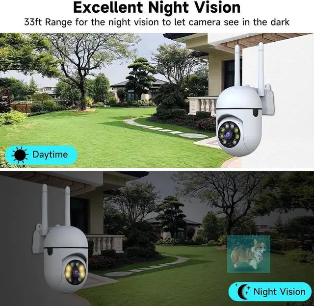 Alt view image 6 of 7 - 1080P Security Camera Wired, 2.4G/5G WiFi Home Surveillance Cam with 360° Pan/Tilt, Color Night Vision, Motion Detection, 2-Way Audio, SD/Cloud Storage, Compatible with Alexa
