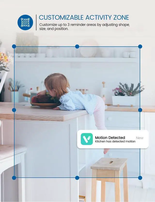 Alt view image 6 of 6 - Security Camera 2K Home Indoor Pet Baby Security Camera with Night Vision, 2-Way Audio, Wired, Motion Detection, App Control (White-1Pack)