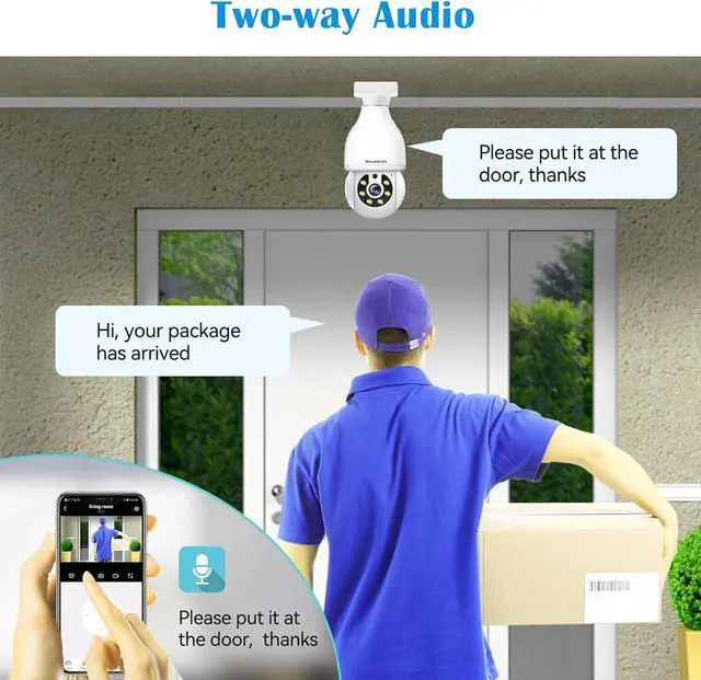 Alt view image 3 of 6 - 2K Light Bulb Security Camera,5G&2.4GHz WiFi 360° Motion Tracking, Color Night Vision, Alexa Compatible, Wireless WiFi Security Camera with Two-Way Audio, SD/Cloud Storage and Smart Alerts
