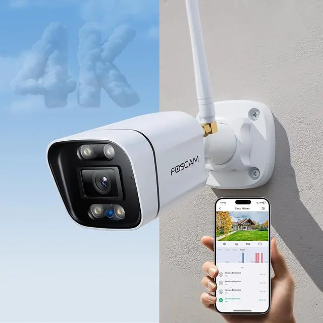 Main image of FOSCAM 4K 8MP Security Cameras Wireless Outdoor, 5GHz&2.4GHz WiFi Surveillance Camera for Home Security Outside, 120° FoV, 20x Zoom, AI Detect Human/Vehicle, 66FT Color Night Vision, IP66