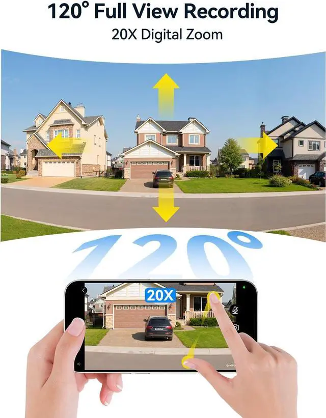Alt view image 3 of 7 - FOSCAM 4K 8MP Security Cameras Wireless Outdoor, 5GHz&2.4GHz WiFi Surveillance Camera for Home Security Outside, 120° FoV, 20x Zoom, AI Detect Human/Vehicle, 66FT Color Night Vision, IP66