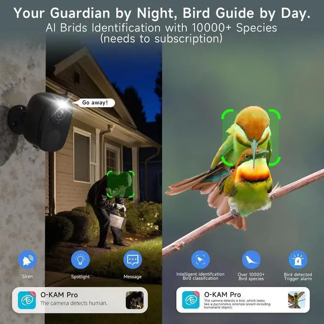 Alt view image 4 of 7 - 5G/2.4G WiFi Security Cameras Wireless Outdoor, 2K 5G Security Camera with AI Motion Detection, Color Night Vision, Siren, IP65, 2-Way-Audio, Support Alexa&Google Assistant, Cloud/SD (1)