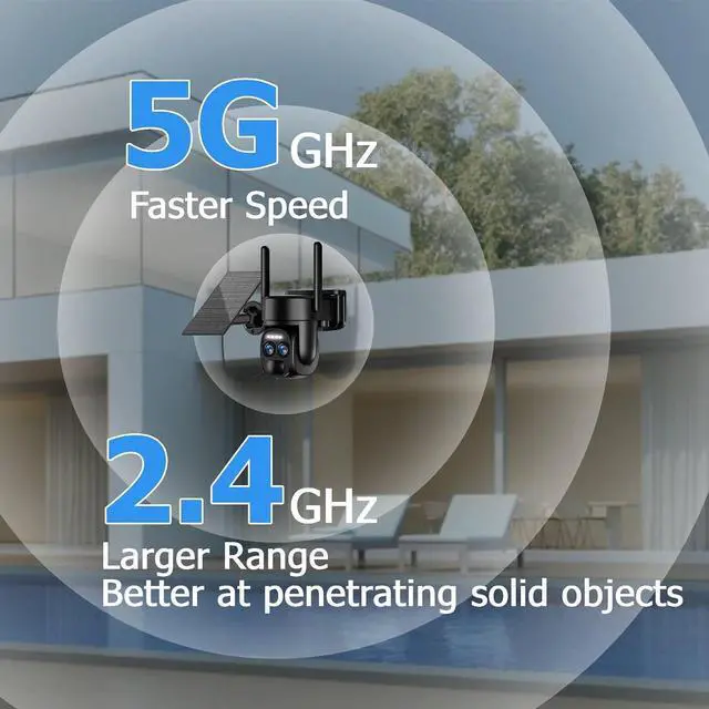 Alt view image 4 of 7 - Uniter 4K Solar Security Cameras Wireless Outdoor, 5G/2.4G WiFi PTZ Camera Battery Powered, 360°View Home Security Systems with Color Night Vision/Spotlight Siren/PIR Sensor/Auto Human Tracking/IP66