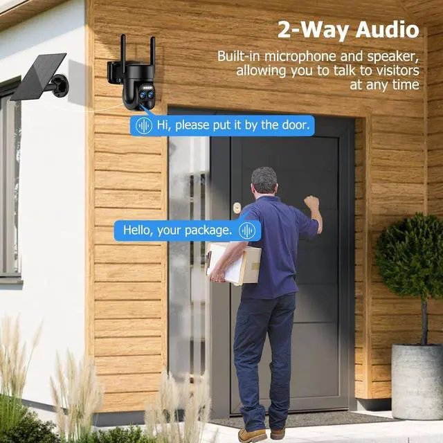 Alt view image 6 of 7 - Uniter 4K Solar Security Cameras Wireless Outdoor, 5G/2.4G WiFi PTZ Camera Battery Powered, 360°View Home Security Systems with Color Night Vision/Spotlight Siren/PIR Sensor/Auto Human Tracking/IP66