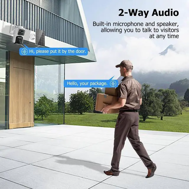 Alt view image 6 of 7 - Kurain 6MP Solar Security Cameras Wireless Outdoor, 2.4G/5G WiFi 6, Panoramic & Tracking Dual Lens 2-in-1 Home Security Camera with Color Night Vision/PIR Alarm/Human Tracking/2-Way Audio/360°PTZ