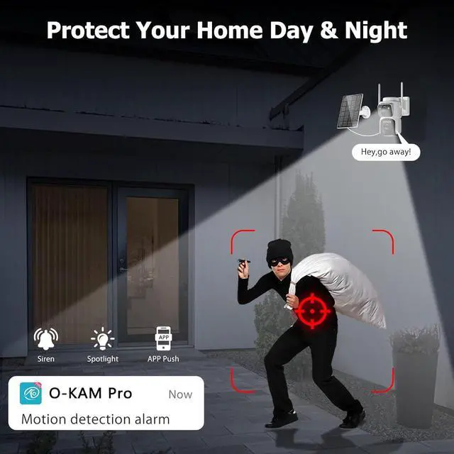 Alt view image 7 of 7 - 6MP Solar Security Camera Wireless Outdoor, 2.4G/5G WiFi, Panoramic & Tracking Dual Lens 2-in-1 Home Security Camera with Color Night Vision, Human Detection, Siren, 360°PTZ