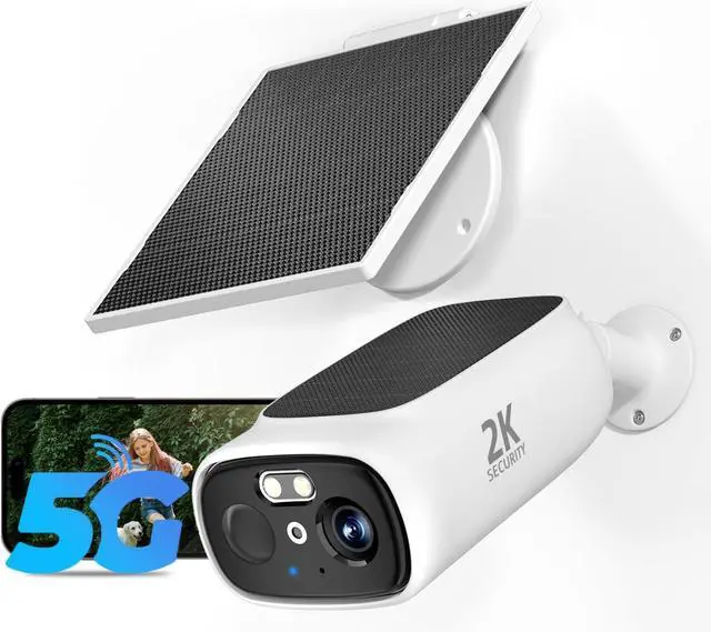 Main image of 2.4G/5G WiFi Cameras for Home Security with Double Solar Panels, 2K Solar Security Cameras Wireless Outdoor, Color Night Vision , 2-Way Talk, Spotlight, Siren,IP66, Cloud/SD, AI Detection, W/Alexa