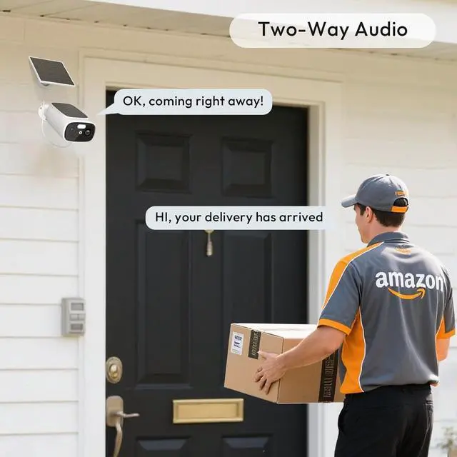 Alt view image 6 of 7 - 2.4G/5G WiFi Cameras for Home Security with Double Solar Panels, 2K Solar Security Cameras Wireless Outdoor, Color Night Vision , 2-Way Talk, Spotlight, Siren,IP66, Cloud/SD, AI Detection, W/Alexa