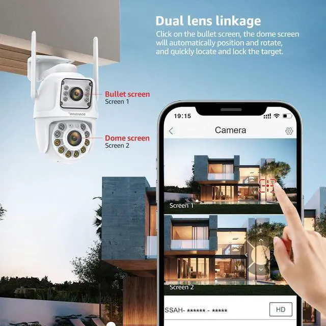Alt view image 3 of 7 - BOAVISION Dual Lens Linkage Security Camera Outdoor,Wireless PTZ Dual Screen Camera,360° View,Auto Tracking,Human Detection,Color Night Vision,24/7 Record,Two-Way Audio