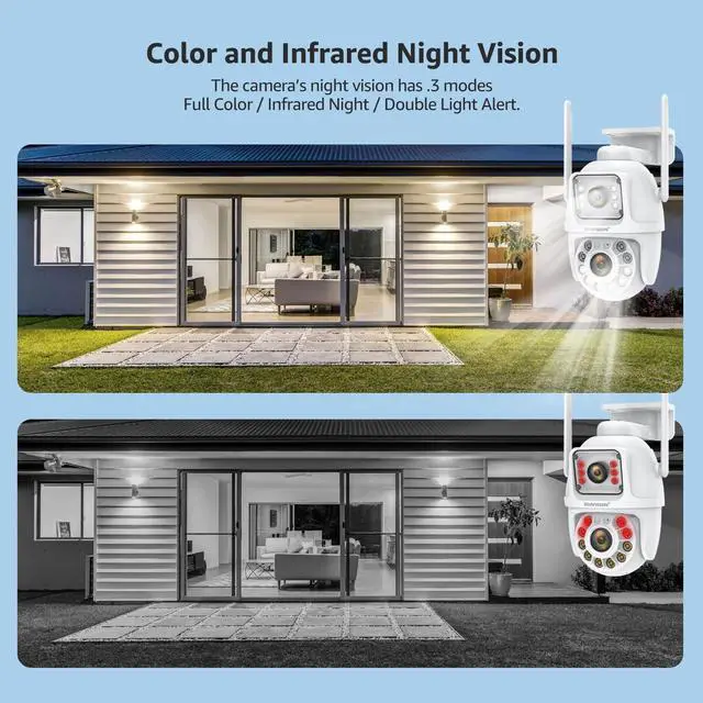 Alt view image 5 of 7 - BOAVISION Dual Lens Linkage Security Camera Outdoor,Wireless PTZ Dual Screen Camera,360° View,Auto Tracking,Human Detection,Color Night Vision,24/7 Record,Two-Way Audio