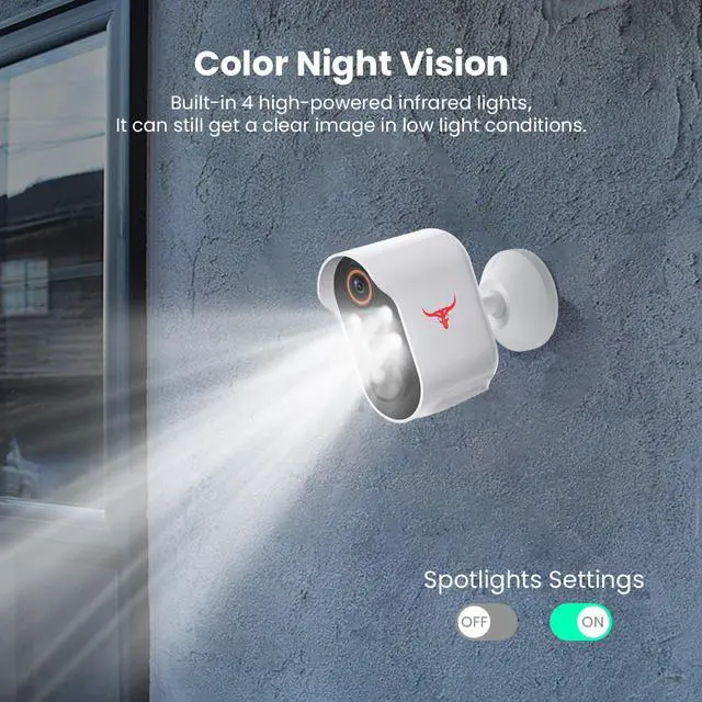 Alt view image 5 of 7 - 1080p Wireless Security Camera with AI Human Detection, Night Vision, 2-Way Talk, Cloud Storage, Rechargeable Battery Included, Battery Camera for Home Security, 2.4G WiFi