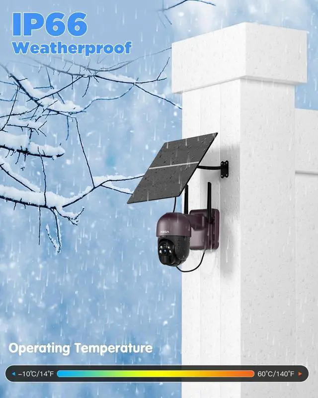 Alt view image 6 of 7 - Xega 4G LTE Cellular Security Camera with 20W Solar Panel 20000mAh Battery -24/7 Record Solar No WiFi Security Camera Wireless Outdoor,2K HD Color Night Vision, PIR Motion Detection, Built-in SIM