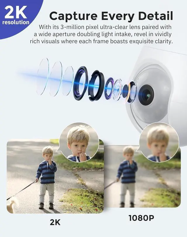 Alt view image 3 of 7 - Hugolog 2K 3MP Light Bulb Security Camera 5G& 2.4GHz WiFi, 360° Wireless Outdoor Indoor Camera for Home, Motion Detection, Two-Way Talk, Color Night Vision, Siren Alarm, Compatible with Alexa