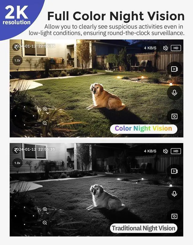 Alt view image 6 of 7 - Hugolog 2K 3MP Light Bulb Security Camera 5G& 2.4GHz WiFi, 360° Wireless Outdoor Indoor Camera for Home, Motion Detection, Two-Way Talk, Color Night Vision, Siren Alarm, Compatible with Alexa