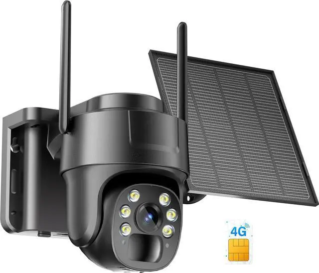 Main image of KKB 4G LTE Cellular Security Camera, No WiFi Security Camera Outdoor Built-in SIM Card Unlimited Data Plan, Solar Powered, 2K Wireless Cam Color Night Vision, PIR Motion Sensor, 355° View, 2 Way Talk