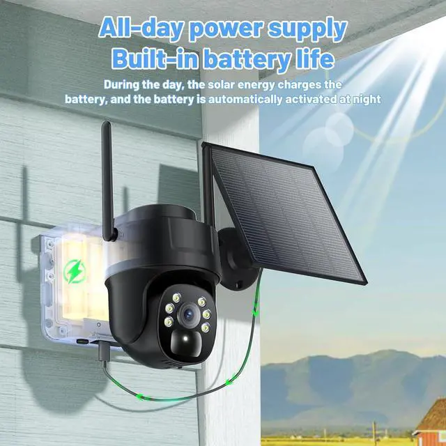 Alt view image 7 of 7 - KKB 4G LTE Cellular Security Camera, No WiFi Security Camera Outdoor Built-in SIM Card Unlimited Data Plan, Solar Powered, 2K Wireless Cam Color Night Vision, PIR Motion Sensor, 355° View, 2 Way Talk