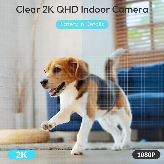 Alt view image 3 of 7 - Rraycom Indoor Camera 5G&2.4G WiFi,2K Security Cameras for Home Security,360°Pan & Tilt, Dog/Pet Baby Camera with Motion Tracking& Sound Detection, 2-Way Audio, Night Vision,Siren,Works w/Alexa