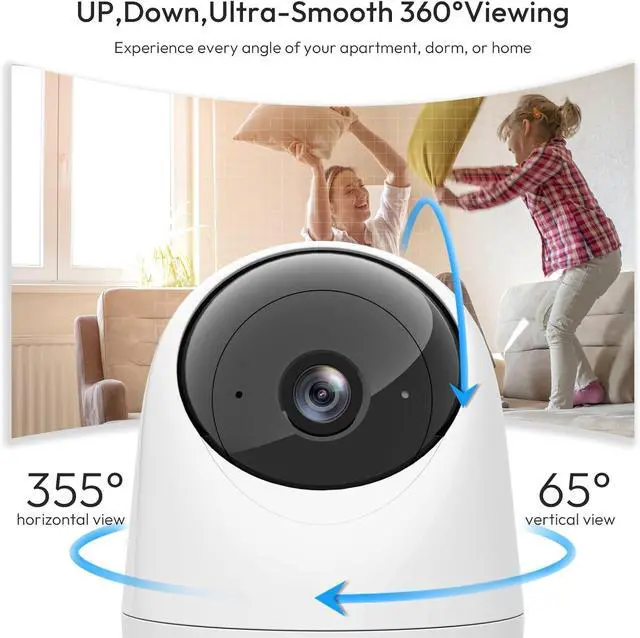 Alt view image 6 of 7 - Rraycom Indoor Camera 5G&2.4G WiFi,2K Security Cameras for Home Security,360°Pan & Tilt, Dog/Pet Baby Camera with Motion Tracking& Sound Detection, 2-Way Audio, Night Vision,Siren,Works w/Alexa