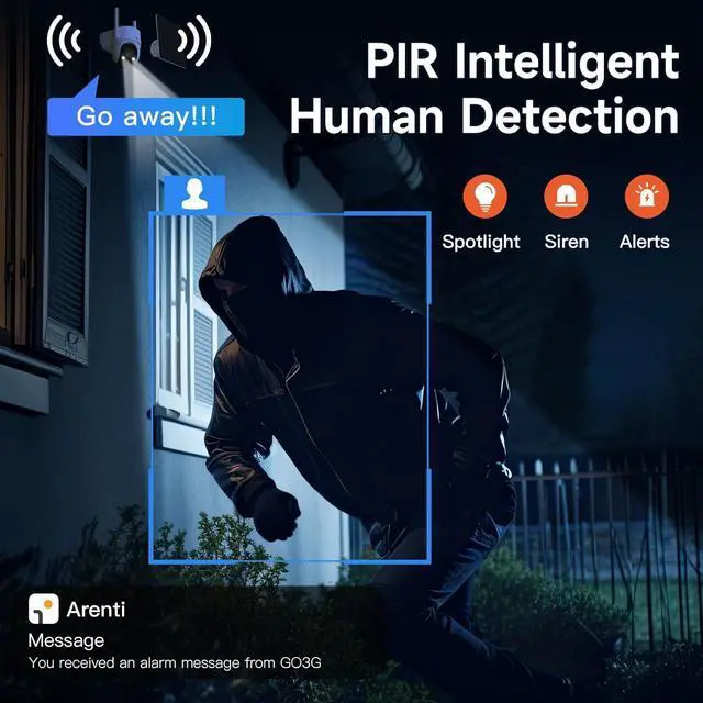 Alt view image 6 of 7 - ARENTI 4G LTE Cellular Security Camera 2K, Solar Powered Live Feed Camera Outdoor Wireless for Home Security, Color Night Vision, 360° PTZ No WiFi Needed, PIR Sensor 2 Way Talk (Includes SIM Card)