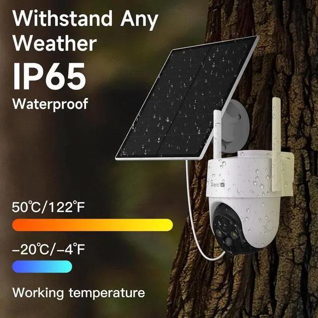 Alt view image 7 of 7 - ARENTI 4G LTE Cellular Security Camera 2K, Solar Powered Live Feed Camera Outdoor Wireless for Home Security, Color Night Vision, 360° PTZ No WiFi Needed, PIR Sensor 2 Way Talk (Includes SIM Card)