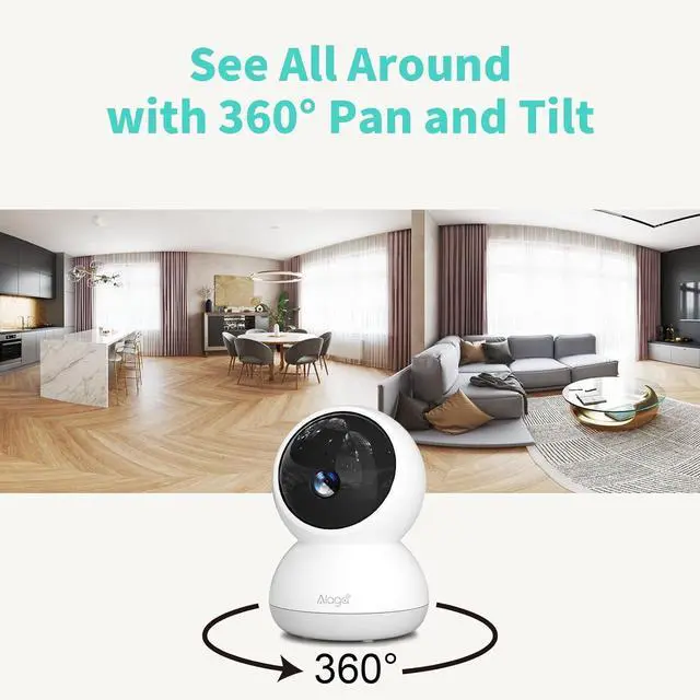 Alt view image 3 of 7 - Alaga Indoor Security Camera 3K,Baby Monitor,Human Pet Motion for Home Security, 5G and 2.4G WiFi,Night Vision, Speaker,Compatible with Alexa and Google Assistant