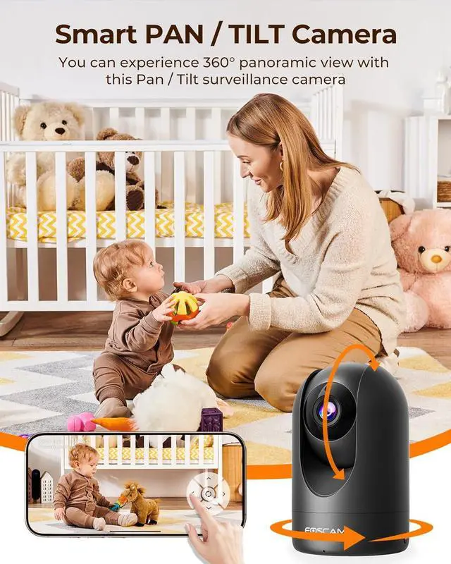 Alt view image 6 of 7 - FOSCAM Home Security Camera R4S 4MP WiFi IP Camera,Wireless Baby Monitor with AI Human Detection Sound Detection 33ft Night Vision 2 Way Audio Camera Compatible with Alexa Black
