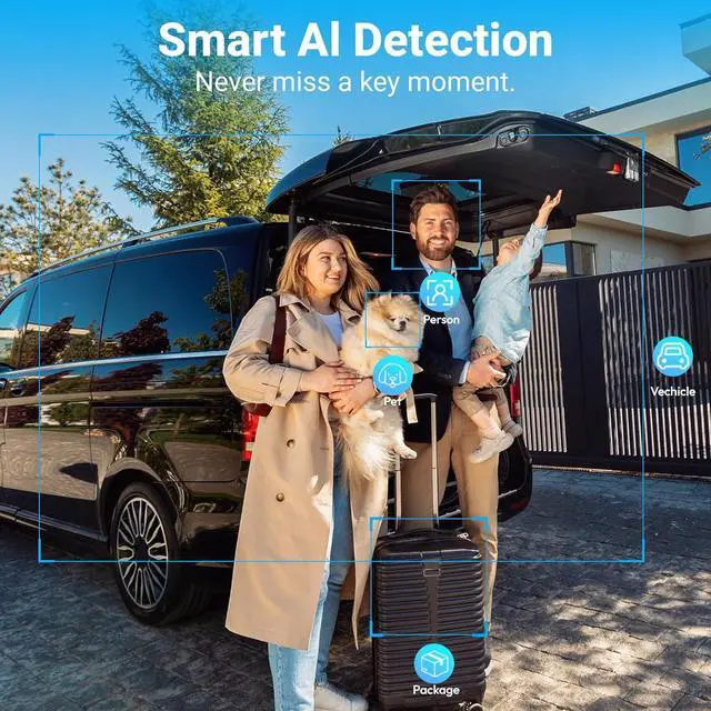 Alt view image 3 of 7 - Rraycom Solar Security Cameras Wireless Outdoor, 2.4/5 Ghz WiFi Cameras for Home Security,2 Solar Panels+1Cam, 2-Way Talk,2K Color Night Vision, Spotlight/Siren Alarm, Work with Alexa, IP66 Waterproof