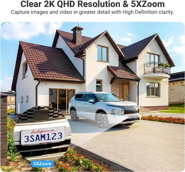 Alt view image 6 of 7 - Rraycom Solar Security Cameras Wireless Outdoor, 2.4/5 Ghz WiFi Cameras for Home Security,2 Solar Panels+1Cam, 2-Way Talk,2K Color Night Vision, Spotlight/Siren Alarm, Work with Alexa, IP66 Waterproof