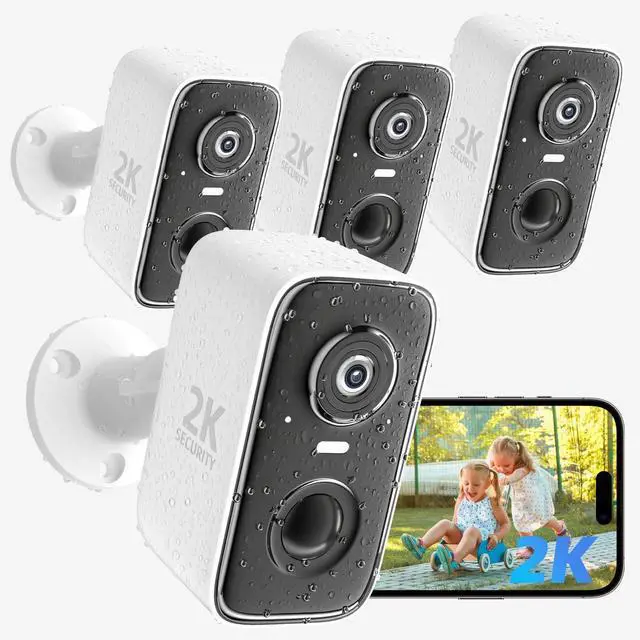 Main image of Rraycom 4Pc Security Cameras Wireless Outdoor,2K Battery Powered AI Motion Detection Spotlight Siren Alarm Surveillance Indoor Home Camera, Color Night Vision, 2-Way Talk, Waterproof, Works/Alexa