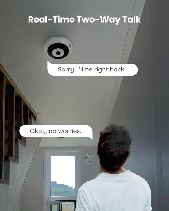 Alt view image 4 of 7 - REOLINK WiFi Security Fisheye Camera, 2K+ 6MP 360° Panorama, 2.4/5GHz WiFi Indoor Wireless Security Camera, Person Motion Detection, Ceiling/Wall/Desk Mount, Supports up to 512GB microSD, FE-W (White)