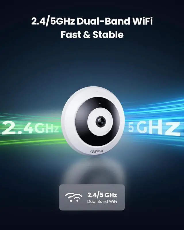 Alt view image 5 of 7 - REOLINK WiFi Security Fisheye Camera, 2K+ 6MP 360° Panorama, 2.4/5GHz WiFi Indoor Wireless Security Camera, Person Motion Detection, Ceiling/Wall/Desk Mount, Supports up to 512GB microSD, FE-W (White)