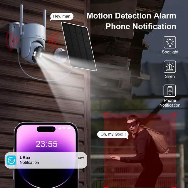 Alt view image 7 of 7 - No WIFI Security Camera No Internet Needed, 4G LTE Cellular Security Camera Outdoor Wireless, Cell Camera with SIM Card, PIR Sensor, 2K Color Night Vision, SD/Cloud, 2-Way Talk, IP66 Waterproof