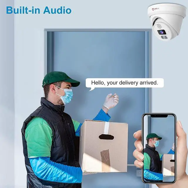 Alt view image 5 of 7 - Anpviz 4K IP PoE Camera, PoE Turret Security Camera Outdoor with Built-in Mic & Speaker, Human Vehicle Detection, 100FT Smart Color Night Vision, 8MP(3840x2160), Up to 256GB SD Card, NDAA Compliant