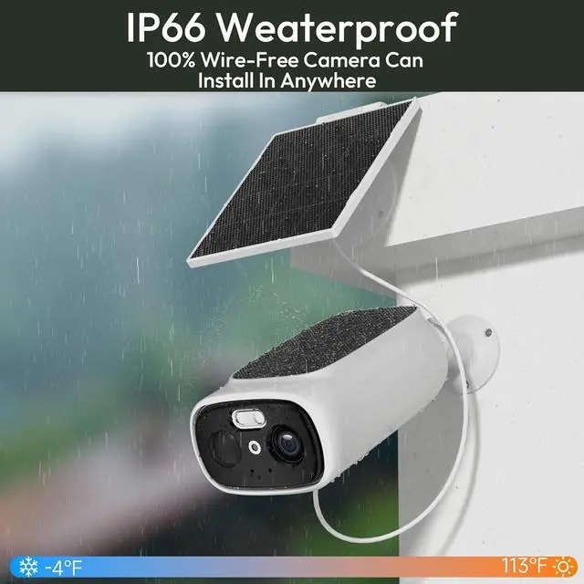 Alt view image 5 of 7 - 2K Solar Camera Outdoor Wireless, 2.4/5 Ghz WiFi Cameras for Home Security,130°-Wide View,Color Night Vision, IP65 Waterproof,2-Way Audio,Cloud/SD, Support Alexa