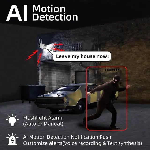 Alt view image 3 of 7 - Rraycom 2K Security Camera Outdoor with Full Color Night Vision, 3MP Bullet Surveillance Cameras with Motion Detection and Siren, 2-Way Talk, 180-Day Battery Life, IP66, Cloud&SD Card, No Monthly fee